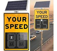 Slow Speed Limit Sign Mph, Solar Led Digits Radar Feedback, Aluminum Vehicle Display, Visible Distance:>500m, Street/Road Warning Signage(Yellow,60x90cm/24"x35")