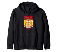 Slow Sundays Pancake Breakfast Funny Illustration Graphic Zip Hoodie
