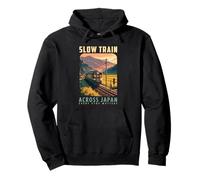 Slow Train Across Japan Retro Countryside Railway Travel Pullover Hoodie