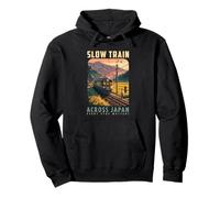 Slow Train Across Japan Retro Countryside Railway Travel Pullover Hoodie