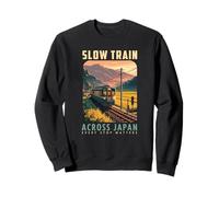 Slow Train Across Japan Retro Countryside Railway Travel Sweatshirt