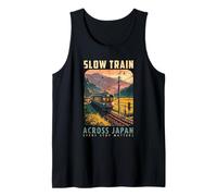 Slow Train Across Japan Retro Countryside Railway Travel Tank Top