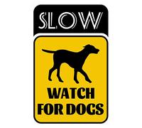 Slow Watch For Dogs Sign Slow Down Dogs at Play Signs Metal Reflective Rust Aluminum Weatherproof Fade Resistant UV Protected Durable Ink Easy Mounting Indoor Outdoor Use 8x12inch