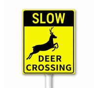 Slow Yard Sign With Stake Slow Down Deer Crossing Metal Sign Dirve Slow Beware of Deer Safety Warning Plque Speed Control Watch for Fawn Aluminum Signs With Stake 20x30 CM Christmas Decor
