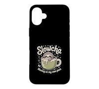 SlowCha Moving At My Own Pace Cute Sloth Tea Case for iPhone 16 Plus