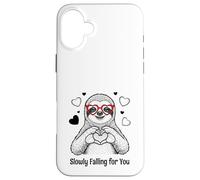 Slowly Falling for You Sloth Valentine Case for iPhone 16 Plus
