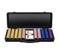 SLOWPLAY Nash 14g Clay Poker Chip Set Black Gold Edition- 500PCS Core Set for Texas Hold’em | Numbered Chips: 5, 25, 100, 500 | Premium Case with Durable German Polycarbonate Shell