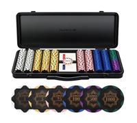 SLOWPLAY Nash 14g Clay Poker Chip Set Black Gold Edition- 500PCS Full Set for Texas Hold’em | Numbered Chips: 1, 5, 25, 100, 500, 1000 | Premium Case with Durable German Polycarbonate Shell