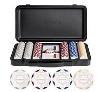 SLOWPLAY Nash 14g Clay Poker Chip Set for Texas Hold'em, 300 PCS [Blank Chips - White Gold Edition] Features a Premium Case with Durable German Polycarbonate Shell