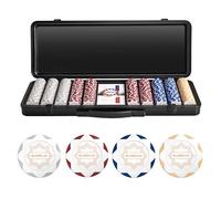 SLOWPLAY Nash 14g Clay Poker Chip Set for Texas Hold'em, 500 PCS [Blank Chips - White Gold Edition] Features a Premium Case with Durable German Polycarbonate Shell