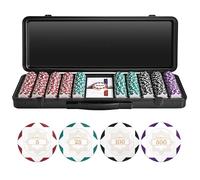 SLOWPLAY Nash 14g Clay Poker Chip Set White Gold Edition- 500PCS Core Set for Texas Hold’em | Numbered Chips: 5, 25, 100, 500 | Premium Case with Durable German Polycarbonate Shell
