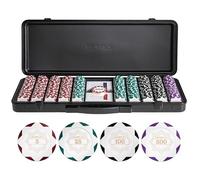SLOWPLAY Nash 14g Clay Poker Chip Set White Gold Edition- 500PCS Core Set for Texas Hold’em | Numbered Chips: 5, 25, 100, 500 | Premium Case with Durable German Polycarbonate Shell