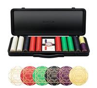 SLOWPLAY Nash Ceramic Poker Set, 10g&39mm Poker Chips for Texas Hold'em | 500 pcs Numbered Set; premium PC Shell case; ceramic composite poker chips; Art Deco-inspired design
