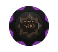 SLOWPLAY Nash Clay Poker Chips, 14 Grams Heavyweight Clay Composite, 40mm Large Chips in Bulk, Pack of 50 with Denomination of 500