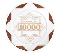 SLOWPLAY Nash Clay Poker Chips White Gold Edition, 14 Grams Heavyweight Clay Composite, 40mm Large Chips in Bulk, Pack of 50 with Denomination of 10000