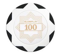 SLOWPLAY Nash Clay Poker Chips White Gold Edition, 14 Grams Heavyweight Clay Composite, 40mm Large Chips in Bulk, Pack of 50 with Denomination of 100