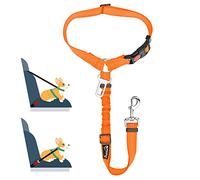 SlowTon 2 in 1 Dog Seatbelts for Cars UK, 1 Pack Pet Car Seat belt Headrest Restraint with Seatbelt Clip Puppy Safety Adjustable Dog Car Harness Belt with Anti-Shock Elastic Bungee Buffer for Vehicles
