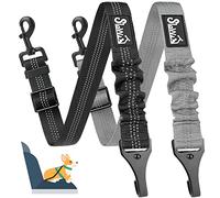 SlowTon 2 Pack Dog Seat Belts - Latch Bar Attachment, Metal Buckle, Adjustable Elastic Safety Belt Tether for Small, Medium, Large Dogs