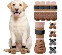 SlowTon 2 Pairs Anti Slip Dog Socks - Paw Protectors With Grips and Adjustable Detachable Strap， Walking Boots for Hot Pavement Hardwood Floors, Traction Control for Senior Small Medium Large Dogs