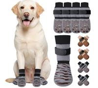 SlowTon 2 Pairs Anti Slip Dog Socks - Paw Protectors With Grips and Adjustable Detachable Strap， Walking Boots for Hot Pavement Hardwood Floors, Traction Control for Senior Small Medium Large Dogs