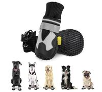 SlowTon 2PCS Dog Boots for Injured Paws Waterproof - Warm Fleece Lined Dog Paw Protector for Winter Snowy Day Non-Slip Dog Shoes with Reflective Straps Outdoor Walking Boots Small Medium Large Dogs