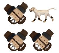 SlowTon Anti-Slip Dog Socks Paws Stop Licking - 3 Pairs Pet Paw Protector Dog Boots Socks for Dogs Adjustable Dog Socks with Grips Dog Slippers for Injured Paws Hardwood Floors Indoor Outdoor Walking