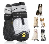 SlowTon Dog Boots for Injured Paws Waterproof, Non-Slip Paw Protector for Rainy Snowy Breathable for Hot Pavement, Puppy Shoes with Adjustable Reflective Strip Dual Washable for Small Medium Large Dog