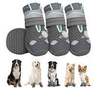 SlowTon Dog Boots for Injured Paws Waterproof, Non-Slip Paw Protector for Rainy Snowy Breathable for Hot Pavement, Puppy Shoes with Adjustable Reflective Strip Dual Washable for Small Medium Large Dog