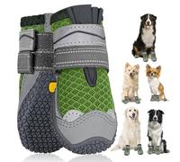 SlowTon Dog Boots for Injured Paws Waterproof, Non-Slip Paw Protector for Rainy Snowy Breathable for Hot Pavement, Puppy Shoes for Small Dogs 2PCS Dark Green (#0 (Width 1.3 inch) for 4-12 lbs)