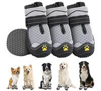 SlowTon Dog Boots for Injured Paws Waterproof, Non-Slip Paw Protector for Rainy Snowy Breathable for Hot Pavement, Puppy Shoes with Adjustable Reflective Strip Dual Washable for Small Medium Large Dog