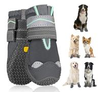 SlowTon Dog Boots for Injured Paws Waterproof, Non-Slip Paw Protector for Rainy Snowy Breathable for Hot Pavement, Puppy Shoes with Adjustable Reflective Strip Dual Washable for Small Medium Large Dog