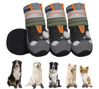 SlowTon Dog Boots for Injured Paws Waterproof, Non-Slip Paw Protector for Rainy Snowy Breathable for Hot Pavement, Puppy Shoes with Adjustable Reflective Strip Dual Washable for Small Medium Large Dog