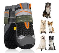 SlowTon Dog Boots for Injured Paws Waterproof, Non-Slip Paw Protector for Rainy Snowy Breathable for Hot Pavement, Puppy Shoes with Adjustable Reflective Strip Dual Washable for Small Medium Large Dog
