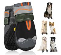 SlowTon Dog Boots for Injured Paws Waterproof, Non-Slip Paw Protector for Rainy Snowy Breathable for Hot Pavement, Puppy Shoes with Adjustable Reflective Strip Dual Washable for Small Medium Large Dog