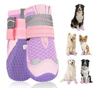 SlowTon Dog Boots for Injured Paws Waterproof, Non-Slip Paw Protector for Rainy Snowy Breathable for Hot Pavement, Puppy Shoes with Adjustable Reflective Strip Dual Washable for Small Medium Large Dog