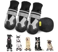 SlowTon Dog Boots for Injured Paws Waterproof - Warm Fleece Lined Dog Paw Protector for Winter Snowy Day Non-Slip Dog Shoes with Reflective Straps Outdoor Walking Boots Small Medium Large Dogs