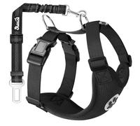 SlowTon Dog Car Harness Seatbelt Set, Pet Vest Harness with Safety Seat Belt for Trip and Daily Use Adjustable Elastic Strap and Multifunction Breathable Fabric Vest in Vehicle for Dogs