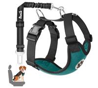 SlowTon Dog Car Harness Seatbelt Set, Pet Vest Harness with Safety Seat Belt for Trip and Daily Use Adjustable Elastic Strap and Multifunction Breathable Fabric Vest in Vehicle for Dogs