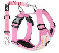 SlowTon Dog Car Harness Seatbelt Set, Pet Vest Harness with Safety Seat Belt for Trip and Daily Use Adjustable Elastic Strap and Multifunction Breathable Fabric Vest in Vehicle for Dogs
