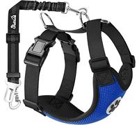 SlowTon Dog Car Harness Seatbelt Set, Pet Vest Harness with Safety Seat Belt for Trip and Daily Use Adjustable Elastic Strap and Multifunction Breathable Fabric Vest in Vehicle for Dogs