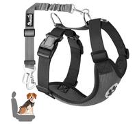 SlowTon Dog Car Harness Seatbelt Set, Pet Vest Harness with Safety Seat Belt for Trip and Daily Use Adjustable Elastic Strap and Multifunction Breathable Fabric Vest in Vehicle for Dogs