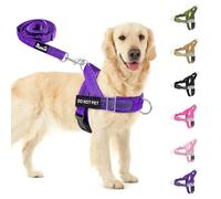 SlowTon Dog Harness Medium Dogs with Lead Set,5.7ft Anti Pull Dog Lead, Padded Soft Handle Reflective Adjustable Easy Control Pet Vest Leash for Training and Walking