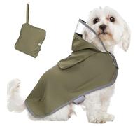 SlowTon Dog Raincoat - Lightweight Portable Hooded Rain Coat, Waterproof Jacket with Reflective Stripes, Adjustable Sleeveless Rain Poncho for Small Medium Large Dogs