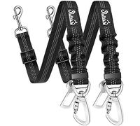 SlowTon Dog Seatbelt, 2 Pack Dog Seat Belt Car Leash Adjustable Elastic Bungee Buffer Heavy Duty Nylon Reflective Pet Safety Tether Connect to Dog Harness for Travel Riding in Vehicle