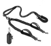 SlowTon Double Dog Lead - 360° Swivel Heavy Duty Reflective Double Lead for Walking 2 Dogs No Tangle Dual Splitter With Soft Handle Puppy Leash for Large Dogs Walking Training
