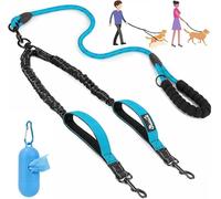 SlowTon Double Dog Lead for Walking 2 dogs No Tangle - 360° Swivel Heavy Duty Reflective Adjustable Dual Splitter with Soft Padded Handle, Comfortable Shock Absorbing Leash for Small Medium Dogs