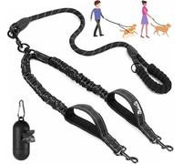 SlowTon Double Dog Lead for Walking 2 dogs No Tangle - 360° Swivel Heavy Duty Reflective Adjustable Dual Splitter with Soft Padded Handle, Comfortable Shock Absorbing Leash for Small Medium Dogs