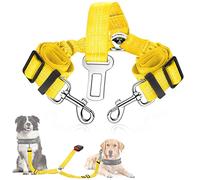 SlowTon Double Dog Seat Belt, Adjustable Elastic Dog Car Harness Seatbelt with Anti-Shock Bungee Buffer, Heavy Duty Reflective Puppy Cars Restraint Pet Safety Belts Clip for Travel Daily Use