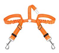 SlowTon Double Dog Seat Belt, Adjustable Elastic Dog Car Harness Seatbelt with Anti-Shock Bungee Buffer, Heavy Duty Reflective Puppy Cars Restraint Pet Safety Belts Clip for Travel Daily Use