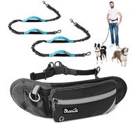 SlowTon Hands Free Dog Lead, Shock Absorbing Bungee Leash with Adjustable Waist Pouch, Dual Handle and Reflective Stitches Wide Padded for Training and Running Jogging Hiking with Medium Large Dogs